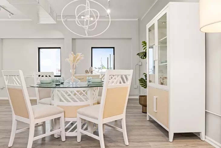 Miramar Sand and Stark White 4 Door Curio Cabinet with LED