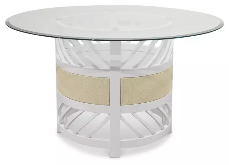 Miramar Sand and Stark White 54" Round Glass Top Dining Table