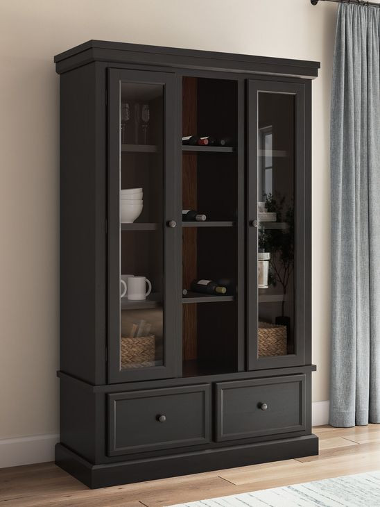 Chadworth Black and Brown 2 Glass Door Curio Cabinet