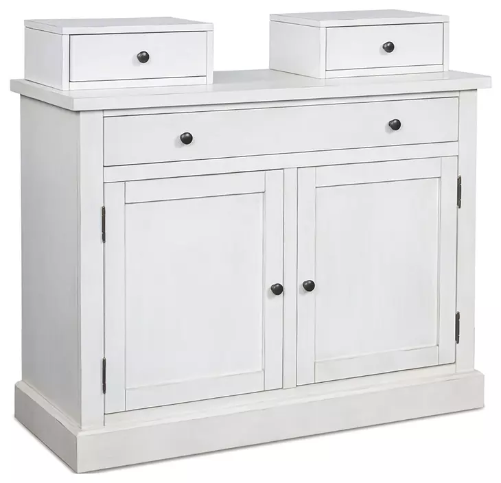 Chadworth Black and White 2 Door Bakers Rack with Hutch