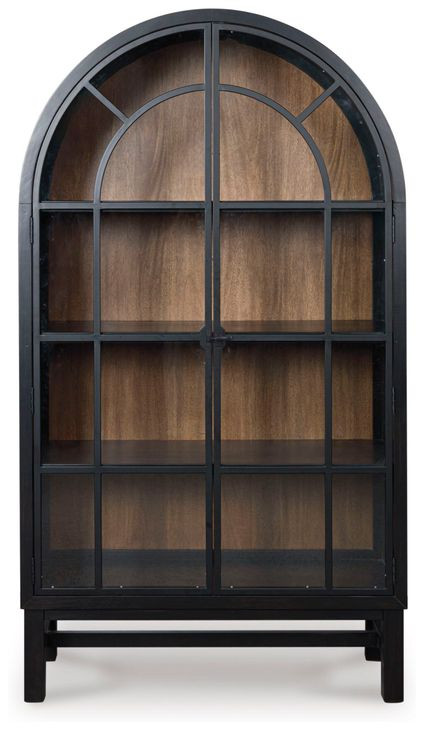 Chadworth Black and Brown 2 Glass Door Display Cabinet