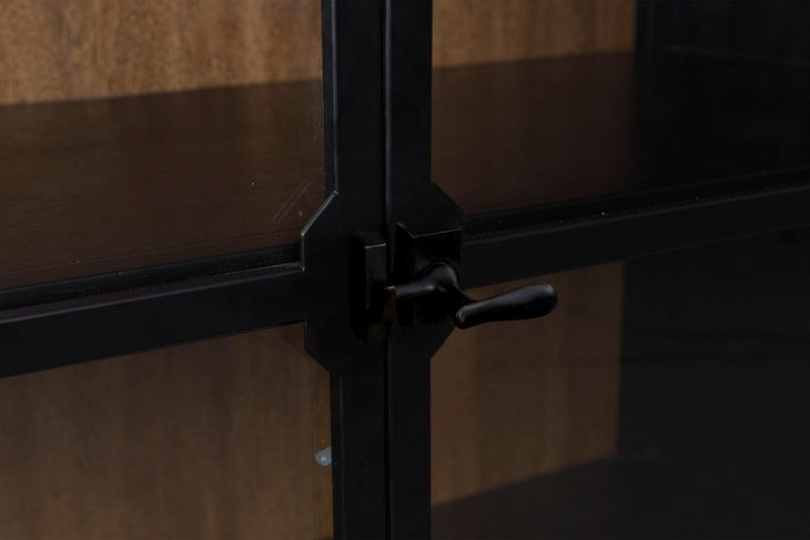 Chadworth Black and Brown 2 Glass Door Display Cabinet