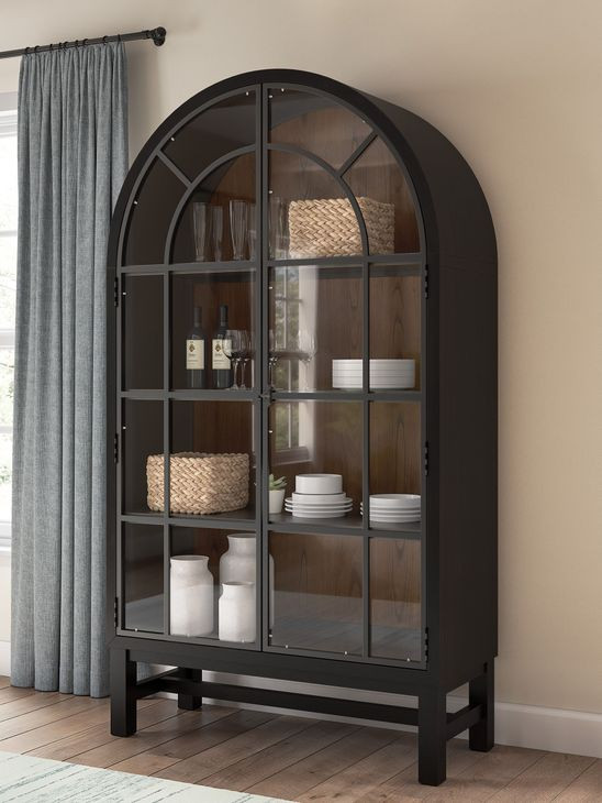 Chadworth Black and Brown 2 Glass Door Display Cabinet