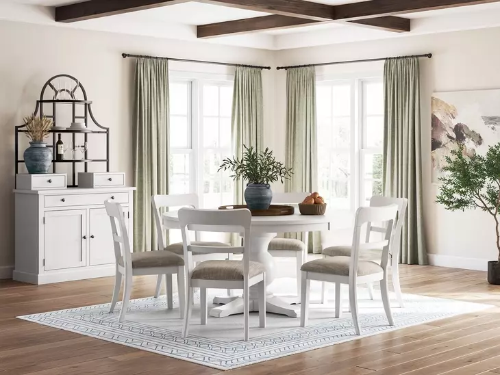 Chadworth White Round Dining Room Set