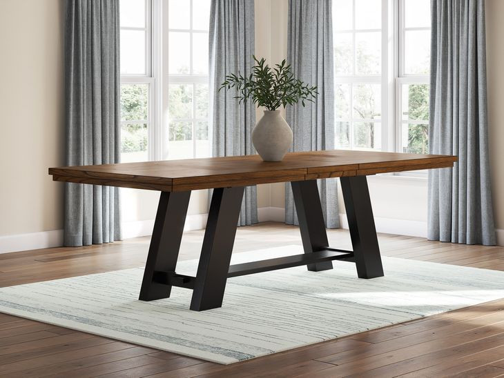 Chadworth Brown and Black 98" Extendable Rectangular Dining Table