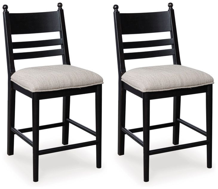 Chadworth Cream and Black Upholstered Bar Stool Set of 2