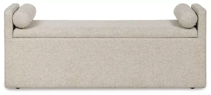 Galliden Beige Upholstered Dining Storage Bench with Casters