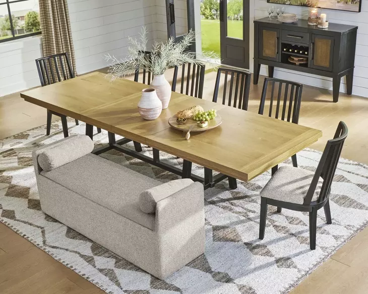 Galliden Black and Brown 120" Extendable Rectangular Dining Table