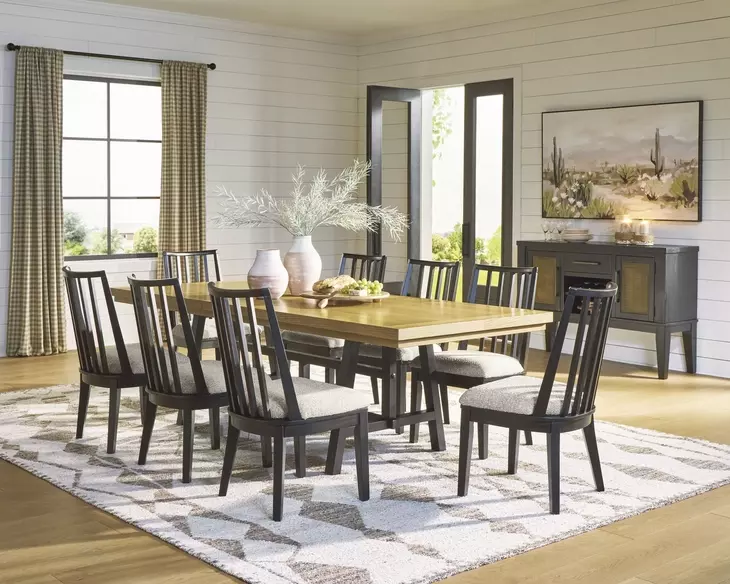 Galliden Black and Brown 120" Extendable Rectangular Dining Table