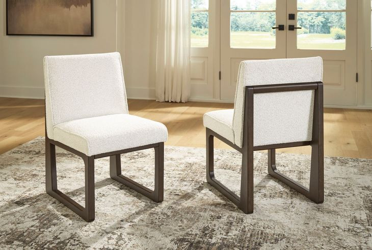 Brillynd Off White Performance Fabric Upholstered Dining Side Chair Set of 2