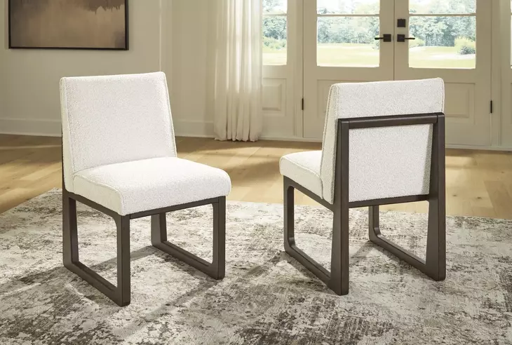 Darimore Off White Performance Fabric Upholstered Dining Side Chair Set of 2