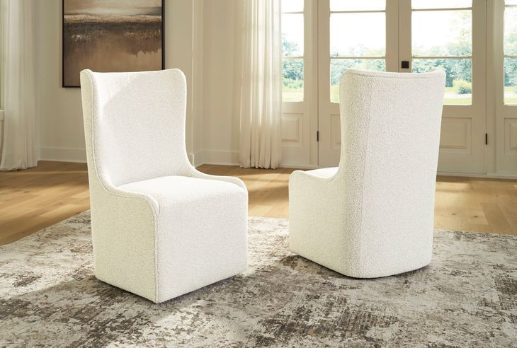 Brillynd Off White Performance Fabric Upholstered Wingback Dining Side Chair Set of 2