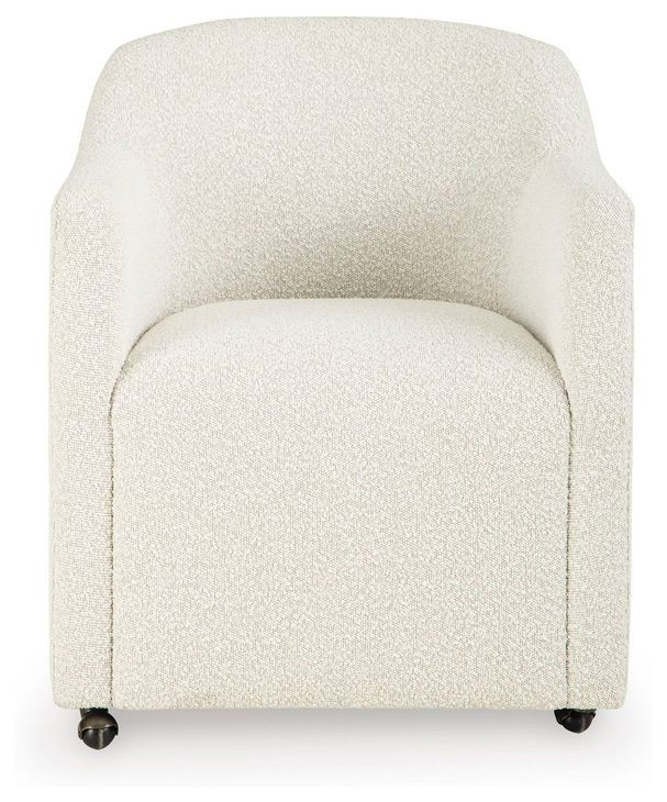 Brillynd Off White Performance Fabric Upholstered Dining Arm Chair Set of 2