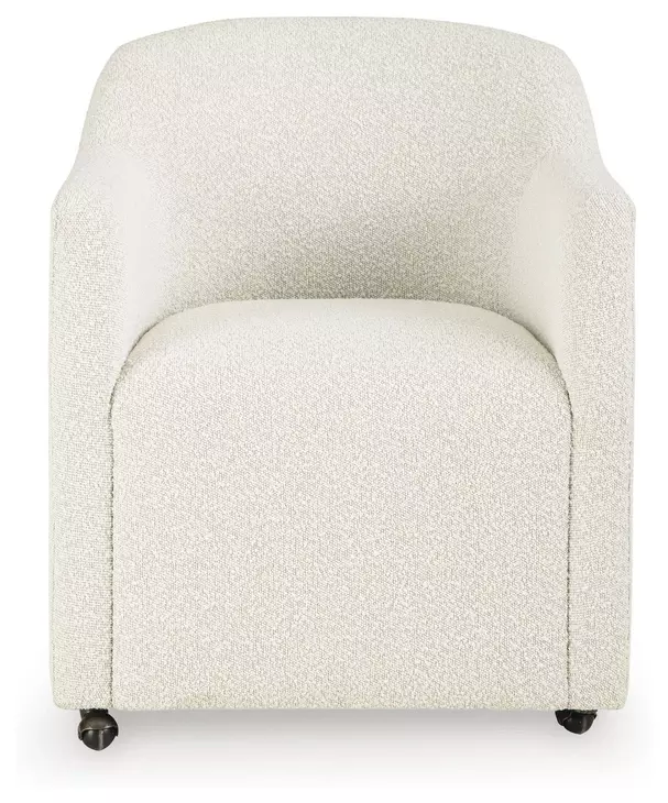 Darimore Off White Performance Fabric Upholstered Dining Arm Chair Set of 2