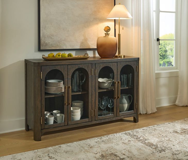 Brillynd Burnished Brown 4 Glass Door Server