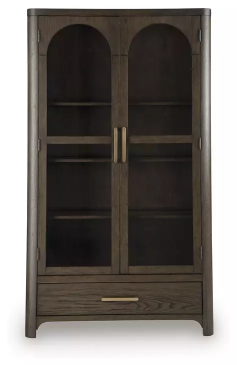 Darimore Burnished Brown 2 Glass Door Display Cabinet with LED