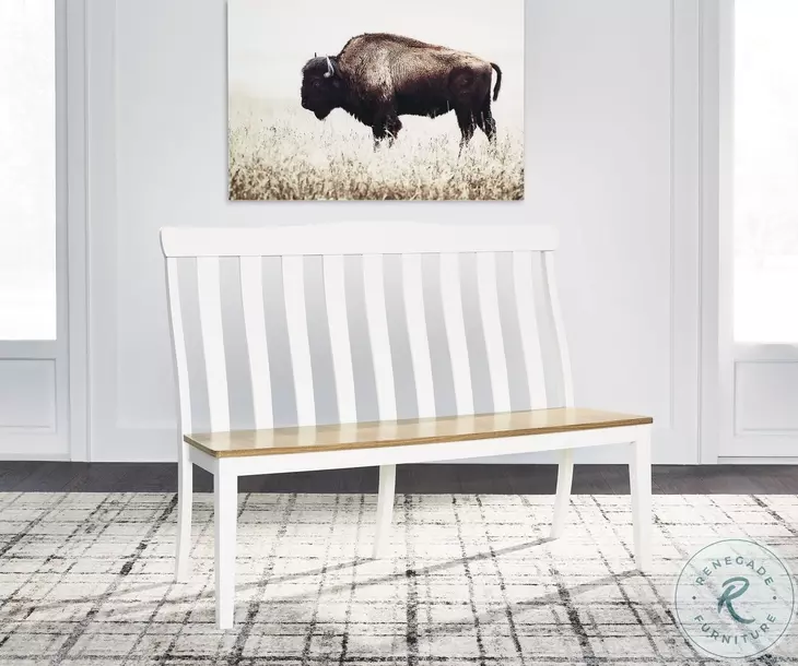 Ashbryn White And Natural Dining Bench