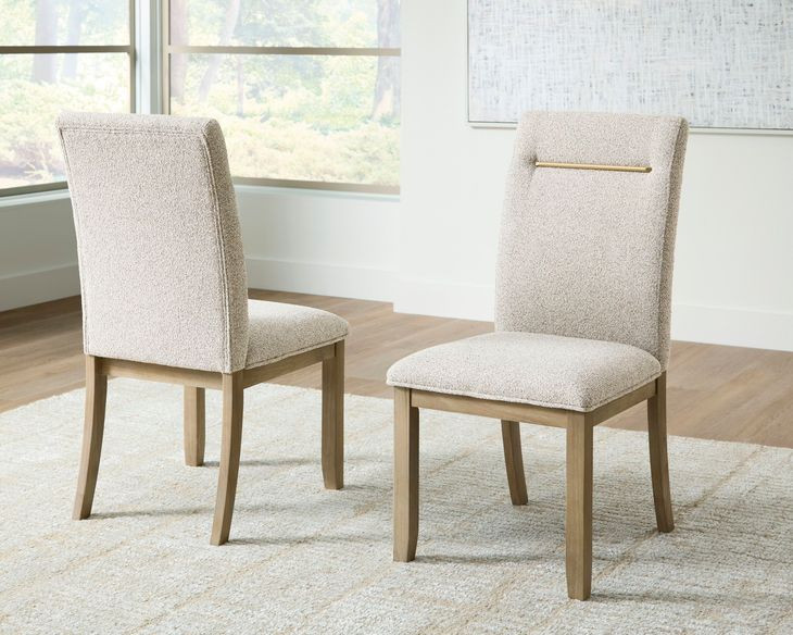 Drovlayne Beige Performance Fabric Upholstered Dining Side Chair Set of 2