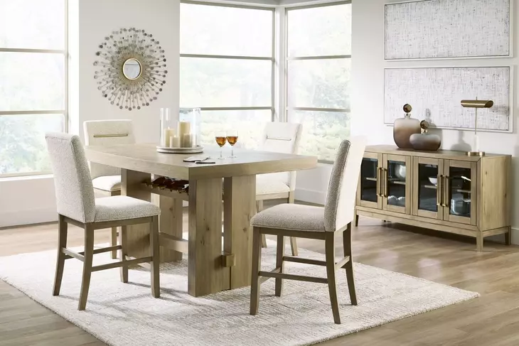 Drovlayne Light Brown Rectangular Counter Height Dining Room Set
