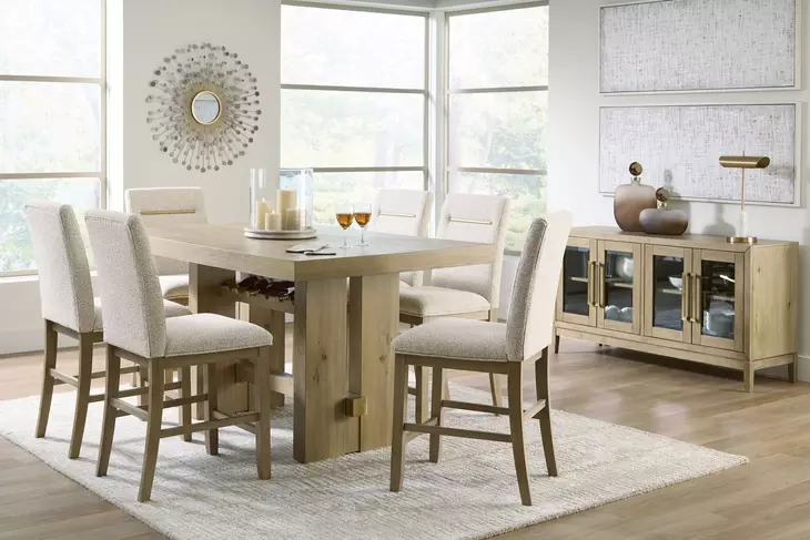 Drovlayne Light Brown Rectangular Counter Height Dining Room Set