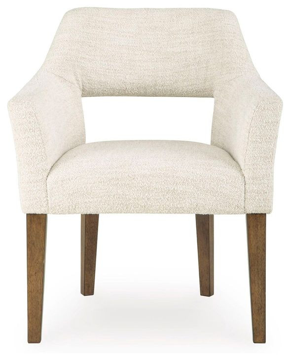 Marxmore Beige Upholstered Dining Arm Chair Set of 2