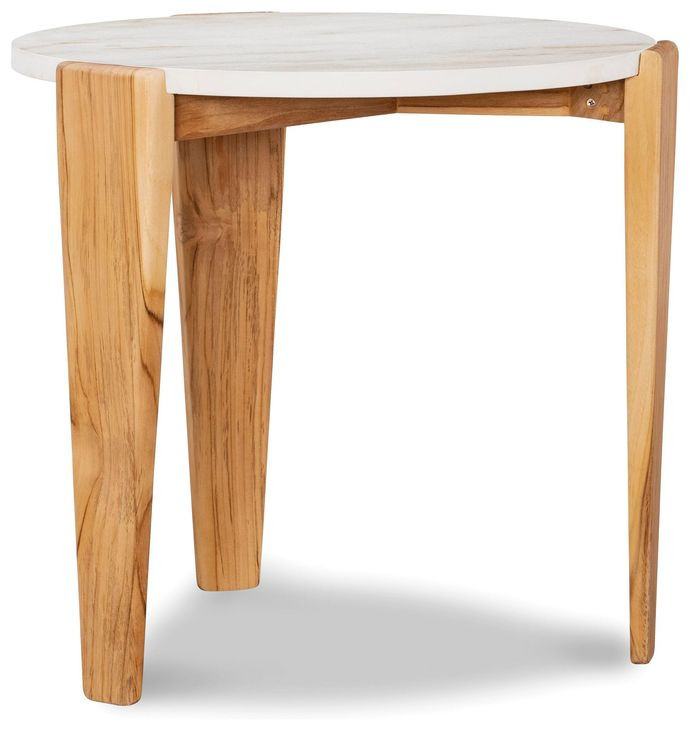 Outdoor Complements White and Brown Round Verde Accent Table
