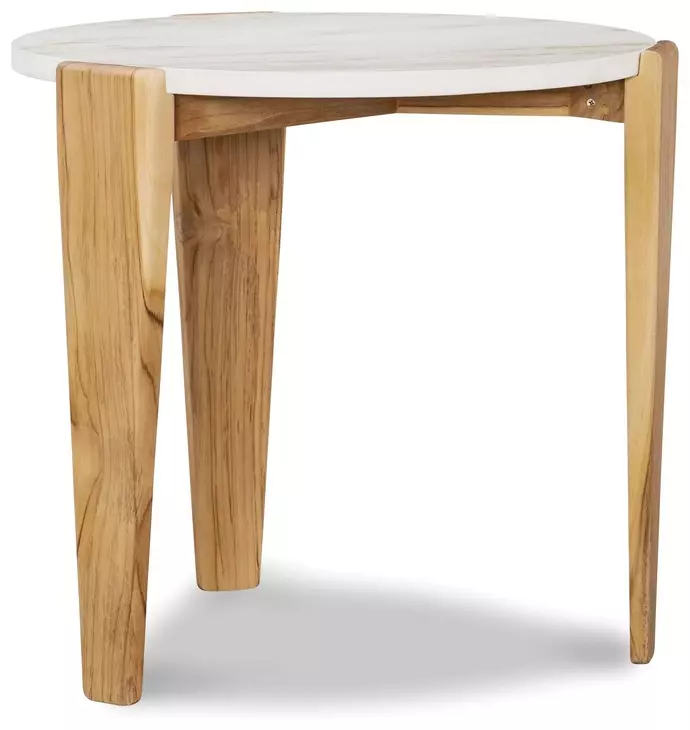 Outdoor Complements White and Brown Round Verde Accent Table