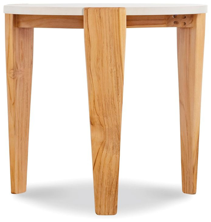 Outdoor Complements White and Brown Round Verde Accent Table