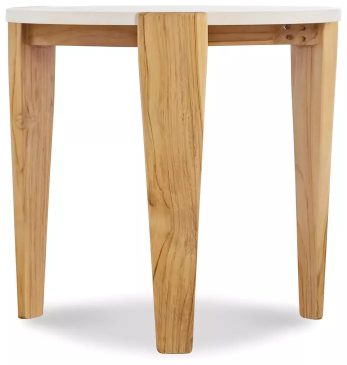Outdoor Complements White and Brown Round Verde Accent Table
