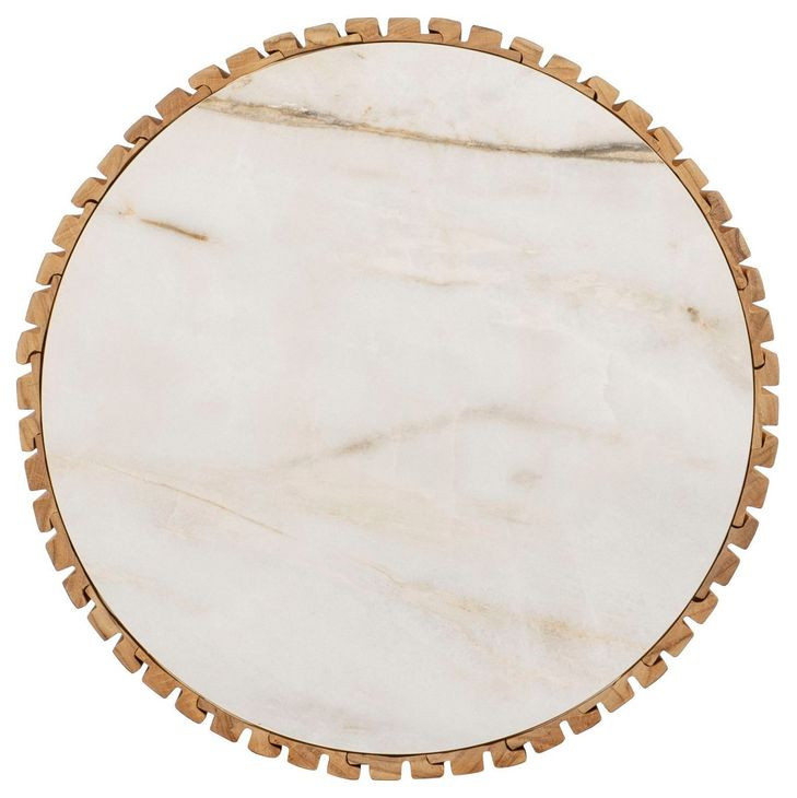 Outdoor Complements White and Brown Round Coralia Accent Table