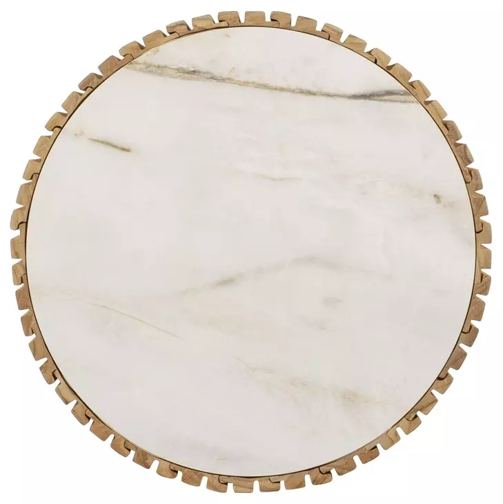 Outdoor Complements White and Brown Round Coralia Accent Table