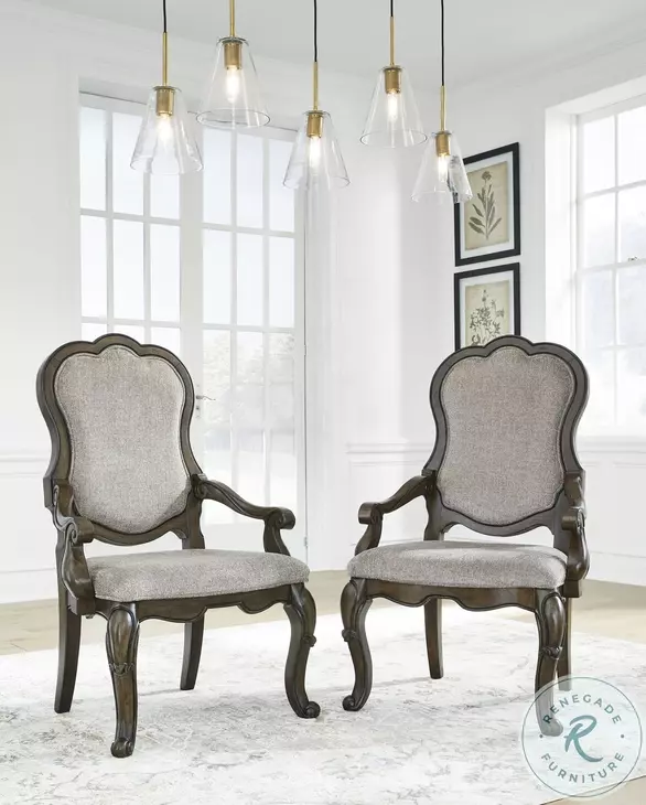 Maylee Gray Arm Chair Set Of 2