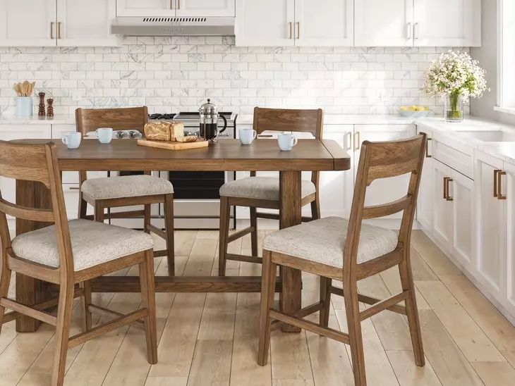 Cabalynn Oatmeal Upholstered Ladder Back Bar Stool Set of 2