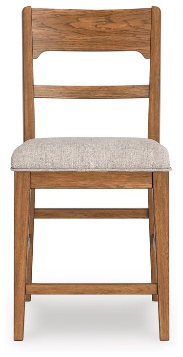 Cabalynn Oatmeal Upholstered Ladder Back Bar Stool Set of 2