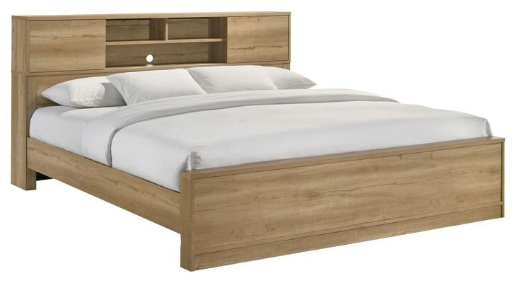 Vega Natural Oak Melamine King Bookcase Bed