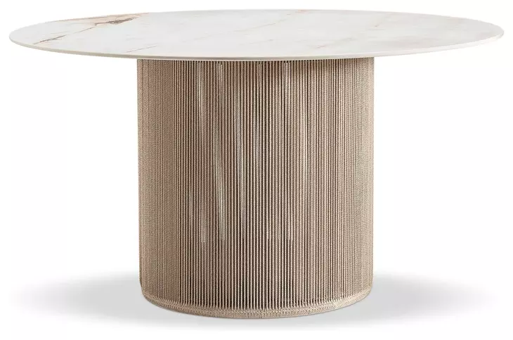 Trellis Brown and Beige 54" Round Outdoor Dining Table