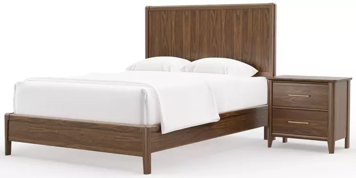 Nordhaven Nordic Walnut Queen Panel Bed