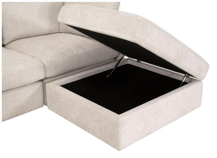 Daley Beige Square Modular Storage Ottoman