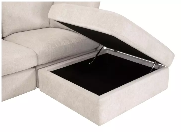 Daley Beige Square Modular Storage Ottoman