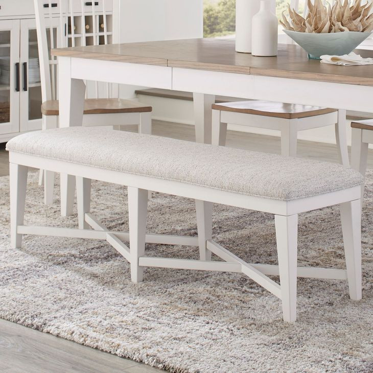 Americana Modern Cotton 58" Upholstered Dining Bench