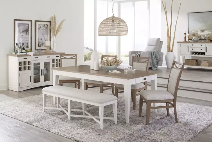 Americana Modern Cotton 58" Upholstered Dining Bench
