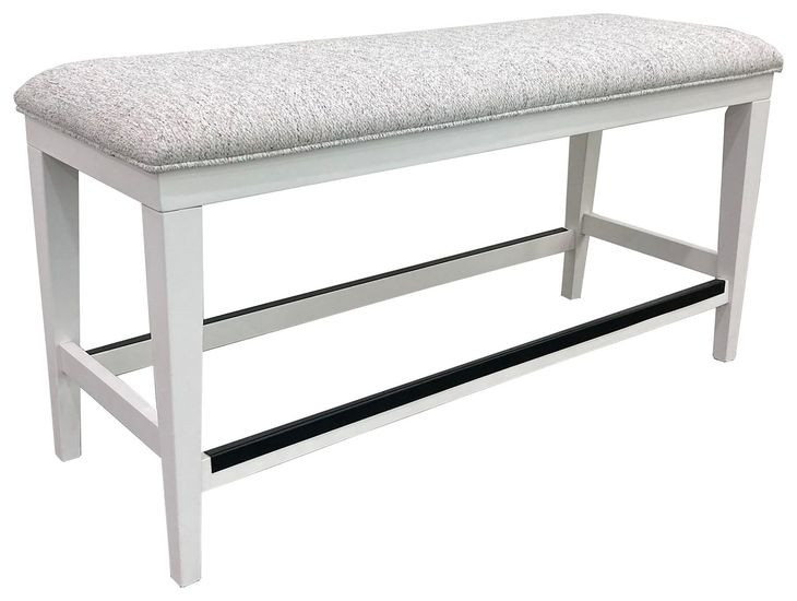 Americana Modern Cotton 49" Upholstered Counter Height Dining Bench