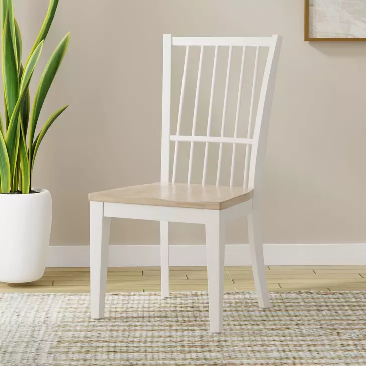 Americana Modern Cotton Spindle Back Dining Chair Set of 2