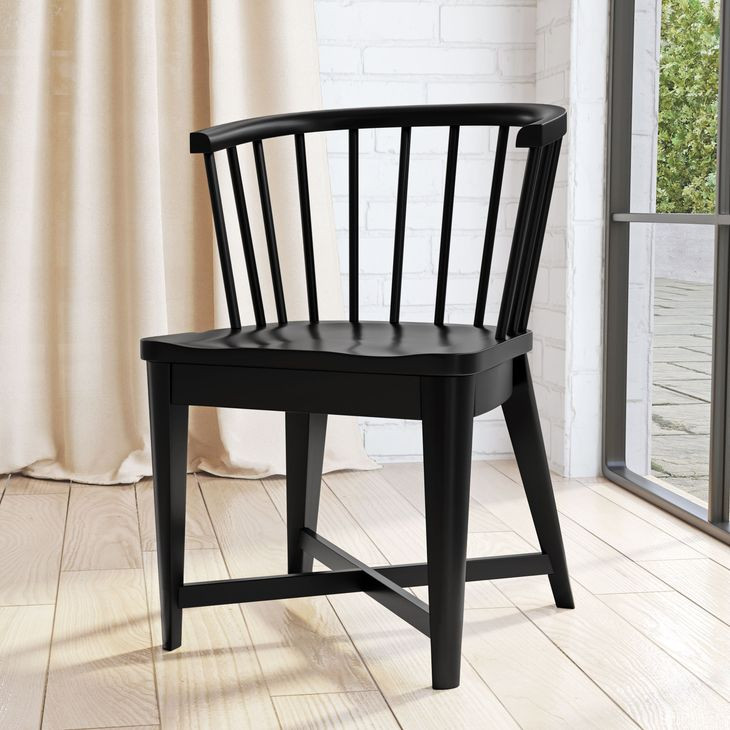 Americana Modern Black Barrel Back Dining Chair Set of 2