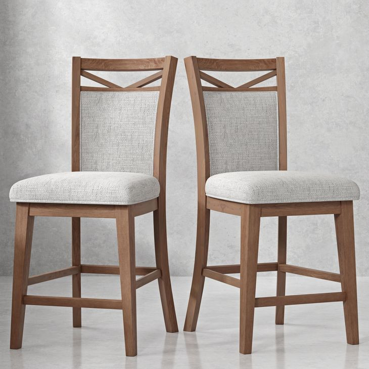 Americana Modern Cotton Upholstered Counter Height Chair Set of 2