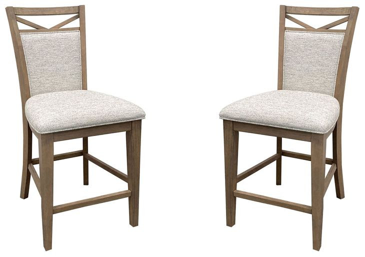 Americana Modern Cotton Upholstered Counter Height Chair Set of 2