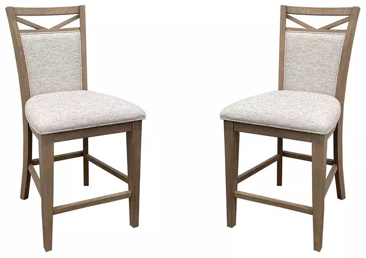 Americana Modern Cotton Upholstered Counter Height Chair Set of 2