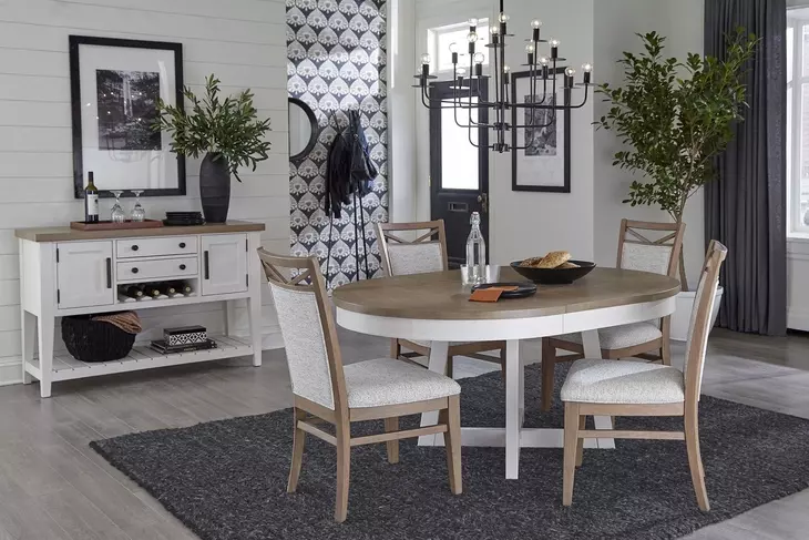 Americana Modern Cotton 48" Round Extendable Dining Table