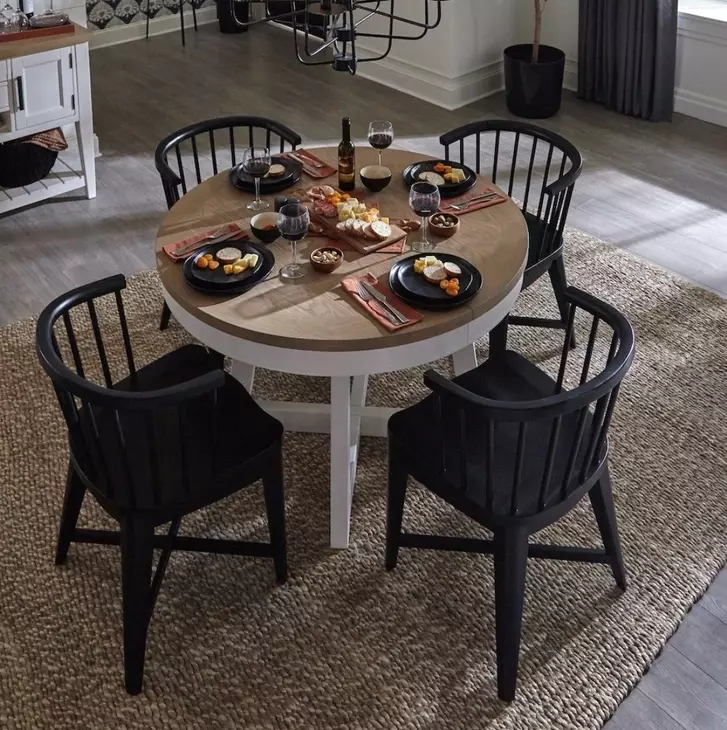 Americana Modern Cotton 48" Round Extendable Dining Table