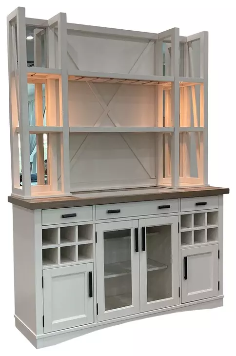 Americana Modern Cotton 66" Quartz Insert Buffet with Open Hutch